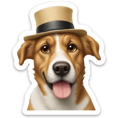A dog with hat saying “am i trash?” sticker