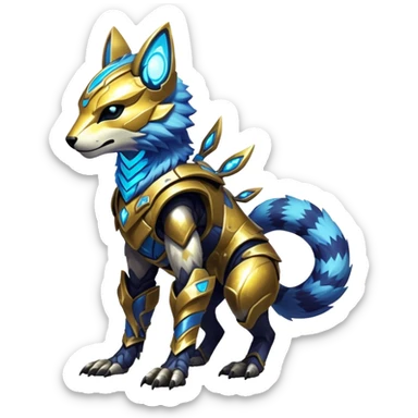 Shiny Epic Edgy Cool Colorful Vibrant Modern Vernid-Protogen-creature-animal, full body sticker
