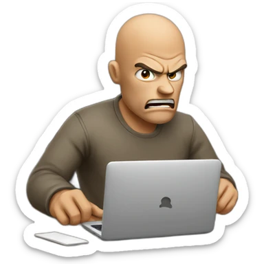Angry man sending an email sticker