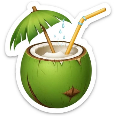 Green Coconut with straw sticker