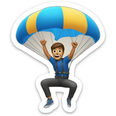 man jumping with a parachute sticker