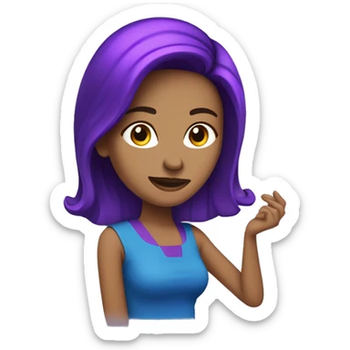 Mujer de cabello de color azul y morado siendo dj sticker