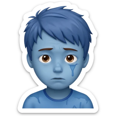 Sad face blue. emoji  boy sticker
