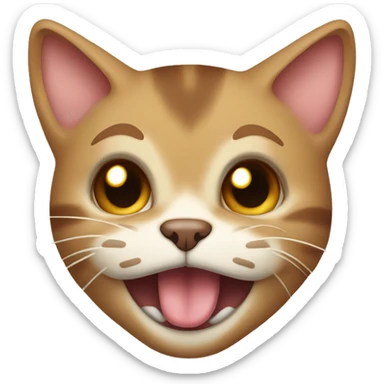 brown and beige cat tongue out sticker
