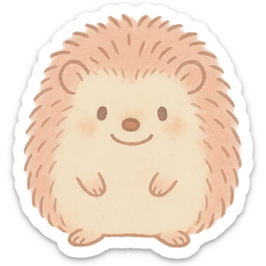 tiny pastel hedgehog outline, Japanese hand-drawn soft style, full object, gentle smile sticker