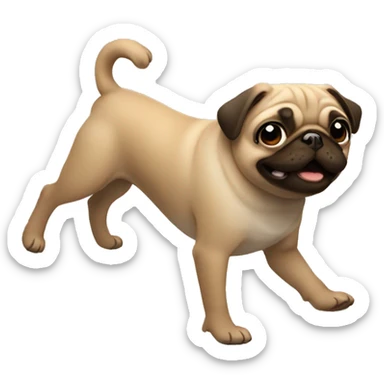 Pug dancing with brown hair girl sticker
