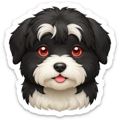 All black havanese with heart eyes sticker