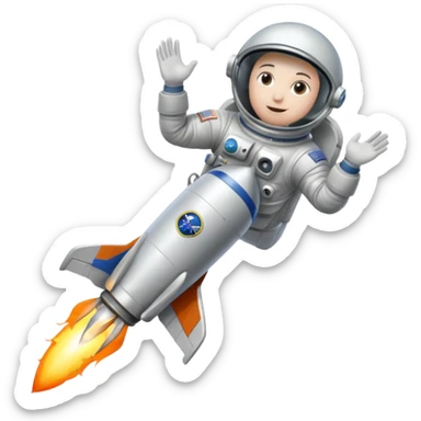astronaut straddling a rocket taking off into space sticker