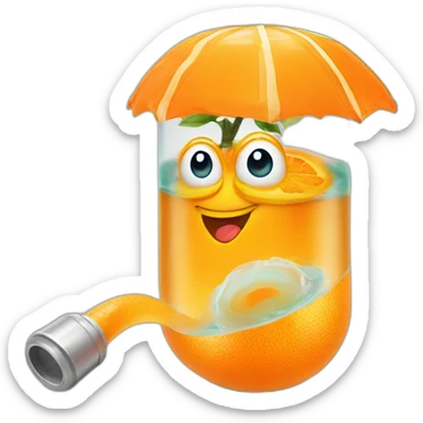 Orange water tunbler with handle sticker