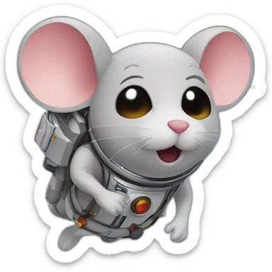 The mouse became an artist and flew into space. sticker