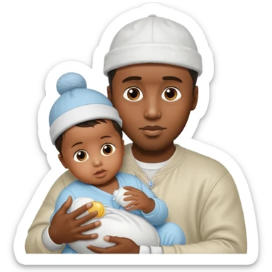 Sean “Diddy” Combs with baby oil and a very small infant sticker