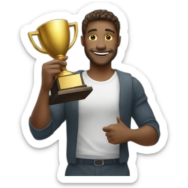 the white man holding the gold trophy Celebrating sticker