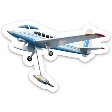 An icon featuring a remote-controlled model airplane soaring through the sky, with a detailed transmitter in the foreground. The sky is clear with motion lines showing flight. Transparent background emphasizes the precision, creativity, and joy of aeromodelling as a sport. sticker