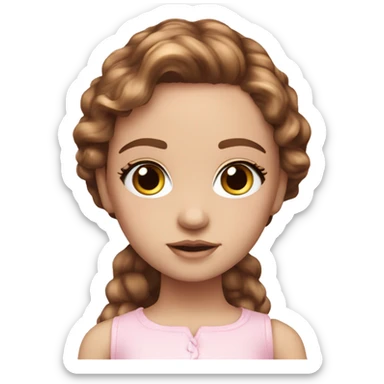 hazel doll eyes, brown hair, feminine, pink, girl, angelic sticker