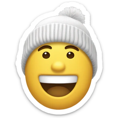 chico piel blanca, riendo , gorro de lana color moztaza sticker