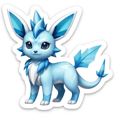Shiny Cool Sparkly Cute Glaceon-Vaporeon-Fakemon-hybrid-fusion- full body sticker