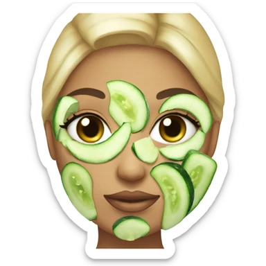 beautiful girl with a cucumber mask on her face sticker