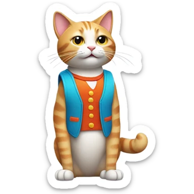 Cat in a vest flipping you off sticker
