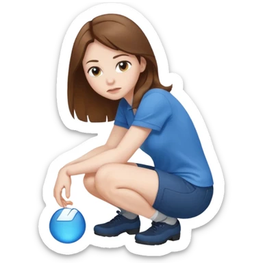  brown haired woman crouching sticker