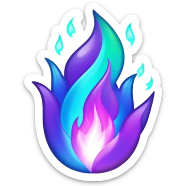Shiny epic iridescent green blue and purple flame sticker