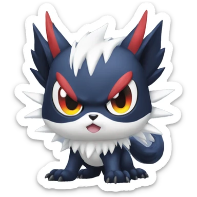 Edgy Cool Kawaii Nargacuga-Litten-Absol-Pokémon Full Body sticker