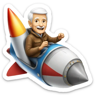 90 year old man riding a rocket sticker