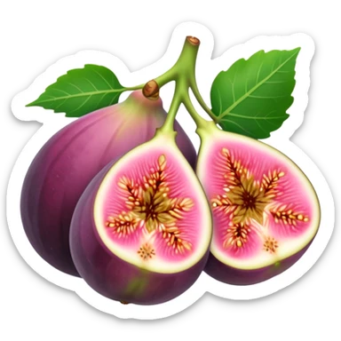 Please create a emoji of a cross-section of a fig with a small leaf sticker