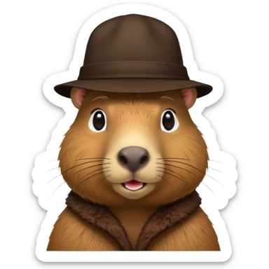 Realistisk Capybara med hat sticker