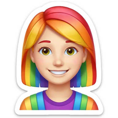 pride character, smiling, rainbow colors, inclusive and joyful vibe, modern Apple emoji style, clean vector look, soft gradients sticker