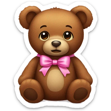 brown teddy bear with pink bow sticker