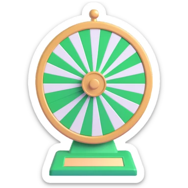 spinning prize wheel with alternating green and white sections sticker
