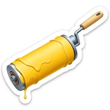 paint roller with yellow paint on it sticker