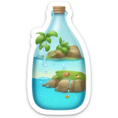 chat qui boit de l'eau avec un bouteille sticker