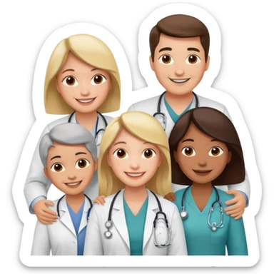 medico abraçando varios pacientes sticker