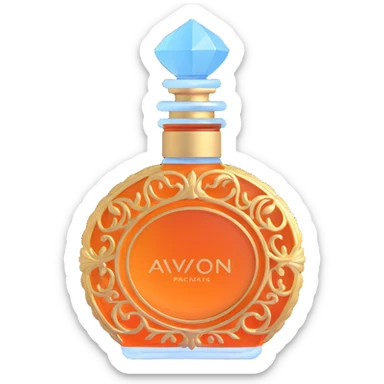 vintage AVON perfume bottle, ornate glass design from 1970s sticker