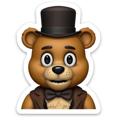 Freddy Fazbear with black and tiny hat from Five Nights At Freddy's Movie sticker