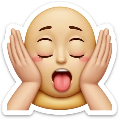 A emoji chocking itself with hands on neck and Tounge out but eyes closed sticker