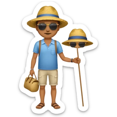full body man with strow hat sticker