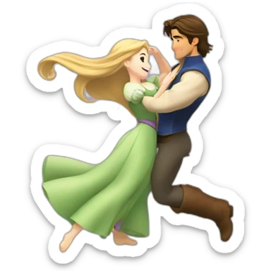 Rapunzel and Flynn Rider dancing anime style sticker