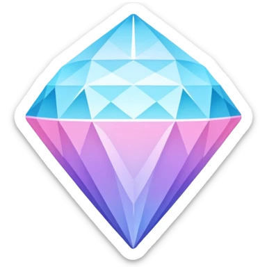 A cheerful diamond logo with a black outline and a smiling face, set against a pastel gradient of pink, blue, and lavender. Smaller diamonds surround it, forming a larger diamond pattern. Playful yet sleek, perfect for branding, digital media, without a face or mouth or anything sticker
