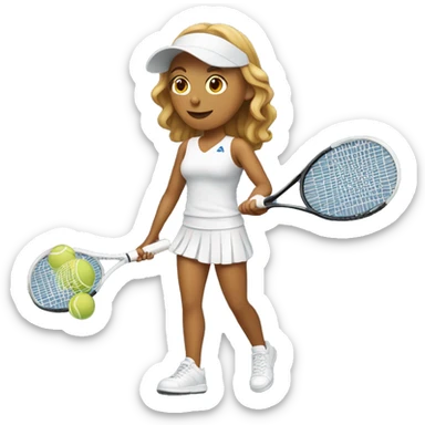 White tennis player female with racquet  sticker
