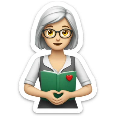 A European woman teacher holds her heart in her hands sticker