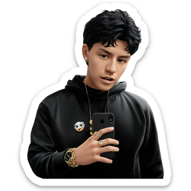 gentleman with jewelry indoors sticker