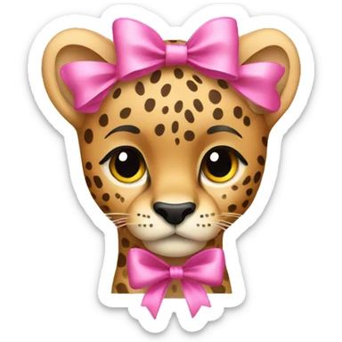cheetah with a pink bow  sticker