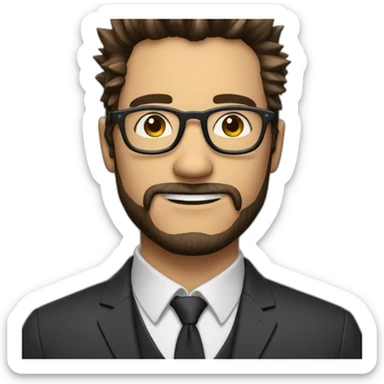 handsome men with spectacles and beard, spikey hair sticker