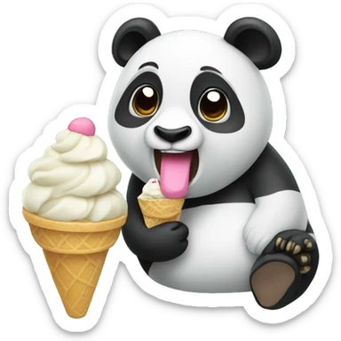 Panda eating ice cream sticker