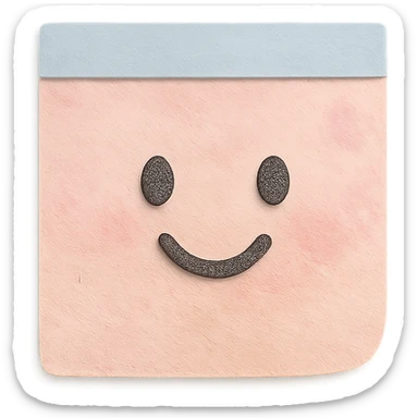 soft pastel cozy memo paper sheet with soft watercolor texture, with a smiling face accent sticker