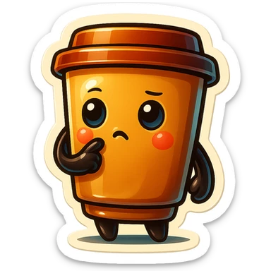 Tall coffee cup, pondering, thinking sticker