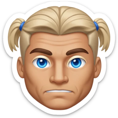 Un homme brin, sans barbe, aux yeux bleus, avec une coupe de cheveux, avec une raie au milieu, qui sait sépare les cheveux en deux, et très musclé sticker