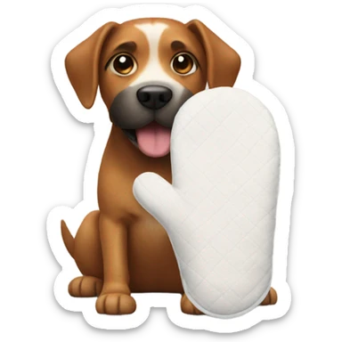 Dog with oven mitt sticker